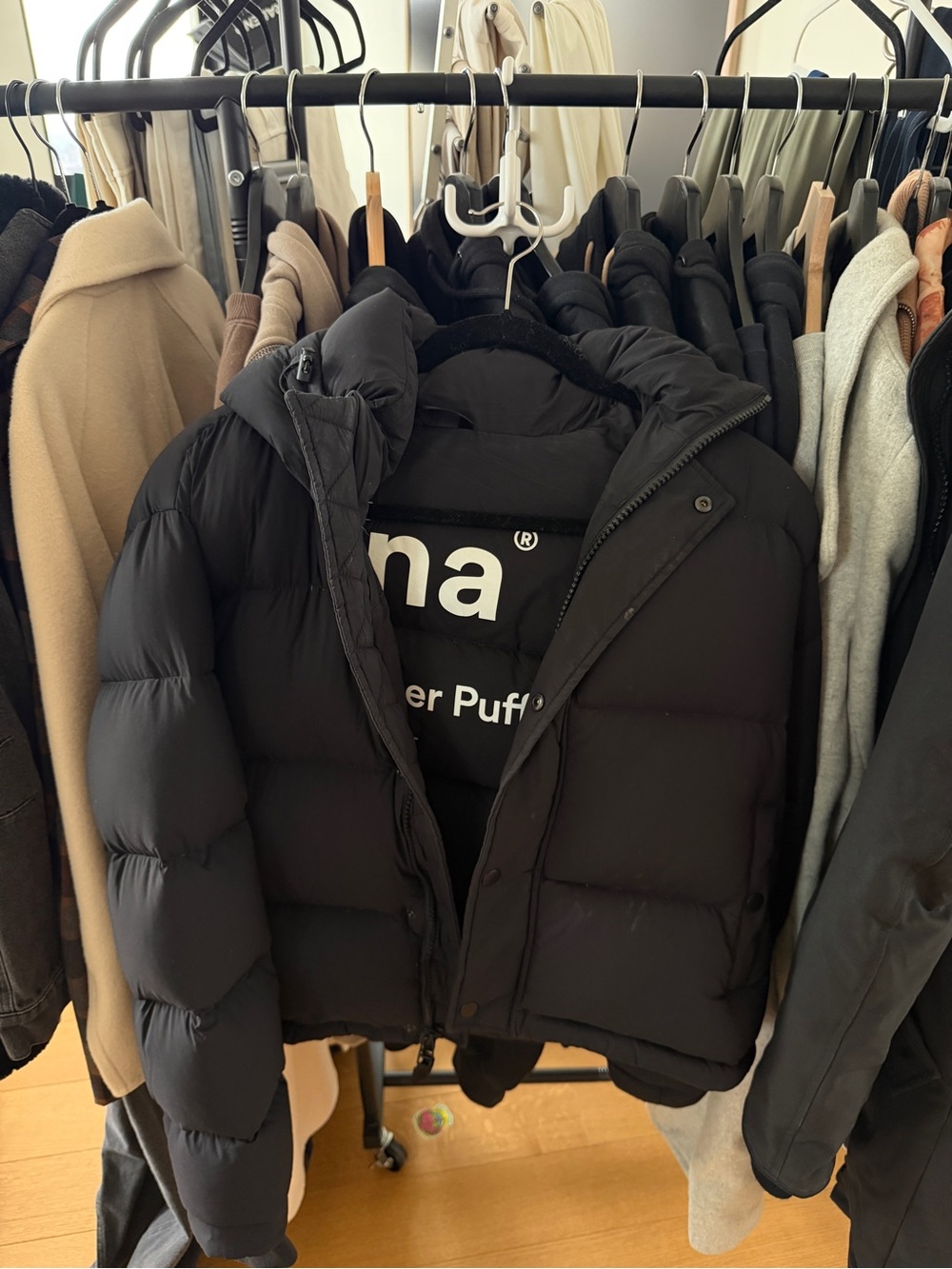 Aritzia TNA Black Puff Coat with Hood